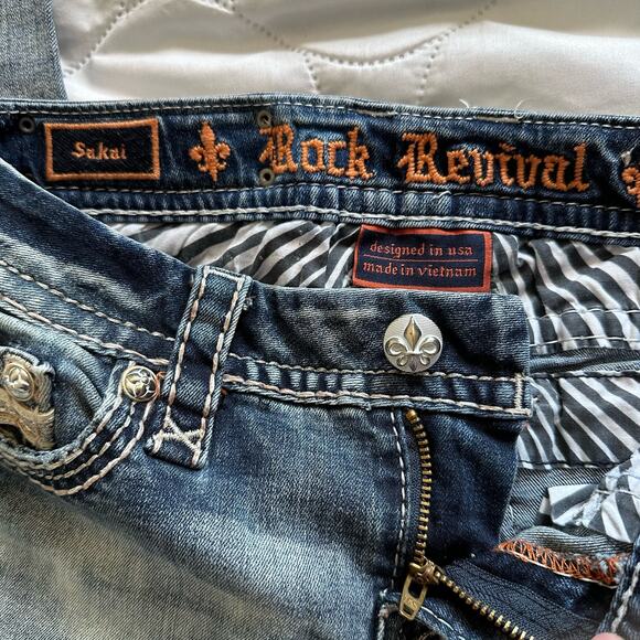 Rock Revival Sakai Ankle Skinny Embellished Jeans Size 26 - Picture 8 of 14